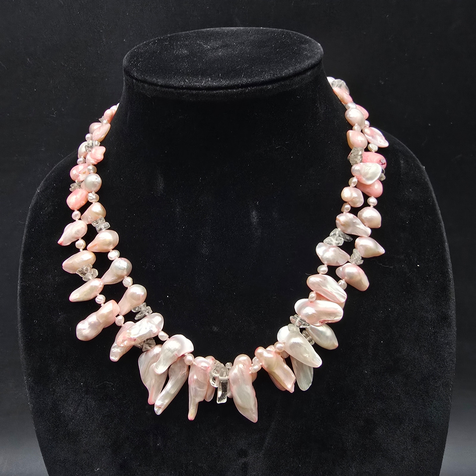 Pink Baroque Freshwater Pearl Necklace Two Strand